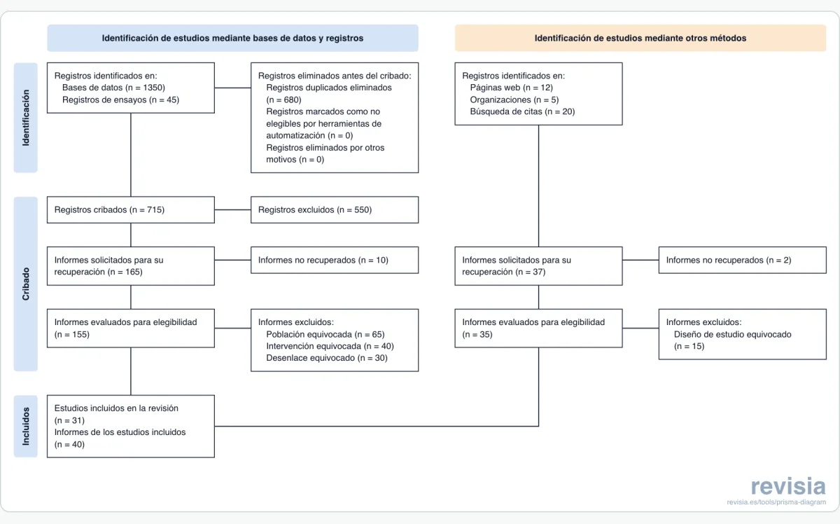 PRISMA 2020 flow diagram drawn by the tool, with the identification, screening and included boxes